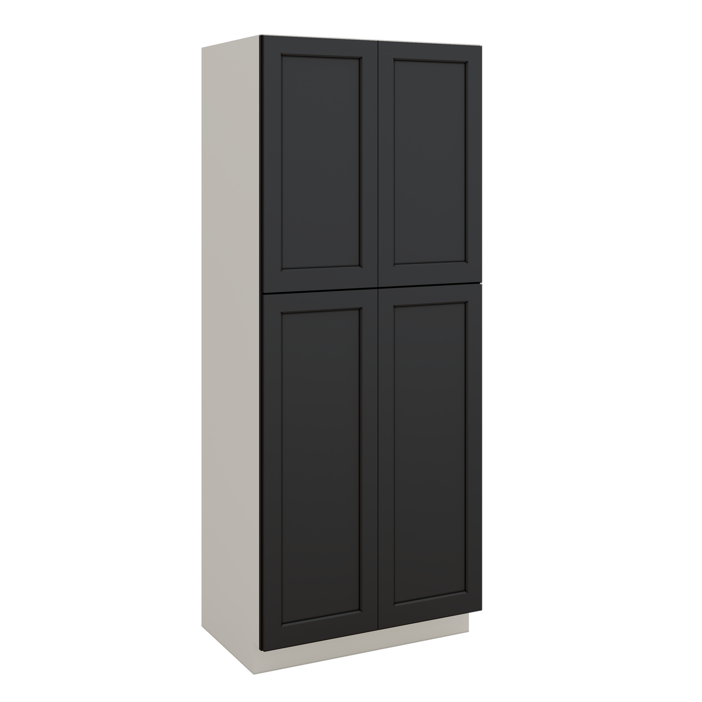 90" Tall Pantry 15HNS Hermosa Noir Black Shaker 1-1/4" Overlay Cabinet 18", 24" & 30" Wide