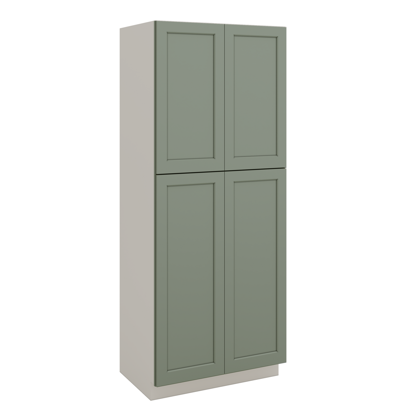 90" Tall Pantry Green Shaker 1-1/4" Overlay Cabinet 18", 24" & 30" Wide