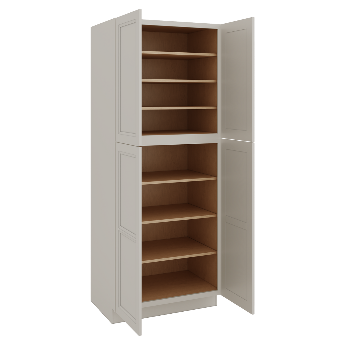 90" Tall Pantry 27LGDS Laguna Gray Double Shaker Cabinet 18", 24" & 30" Wide