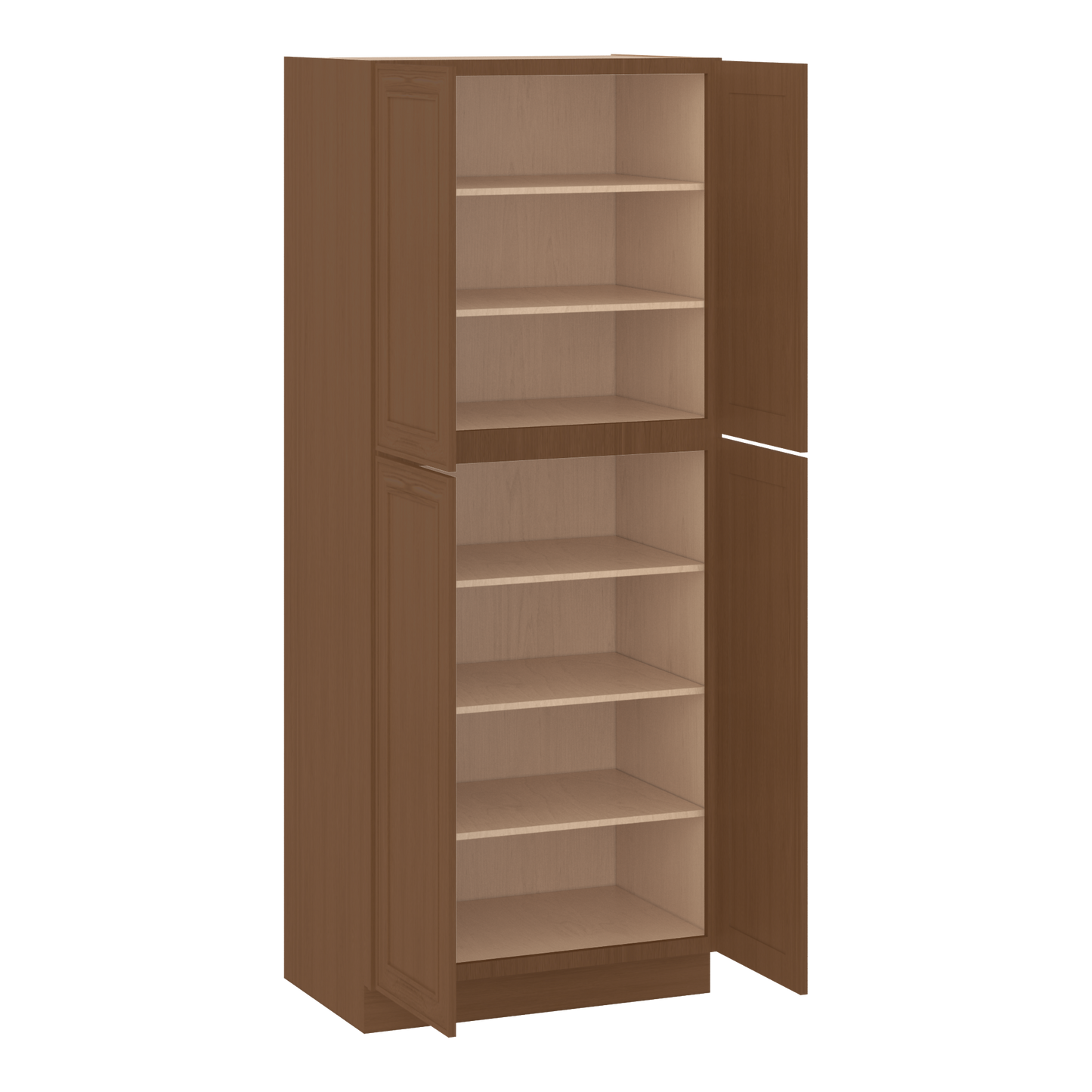 90" Tall Pantry 18", 24", 30" & 36" Wide Elegant Craftsman Mocha Shaker 1-1/4" Overlay Cabinet