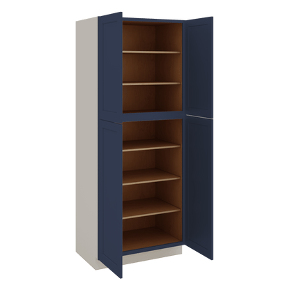 90" Tall Pantry NB29- Naval Blue Shaker 1-1/4" Overlay Cabinet 18", 24" & 30" Wide