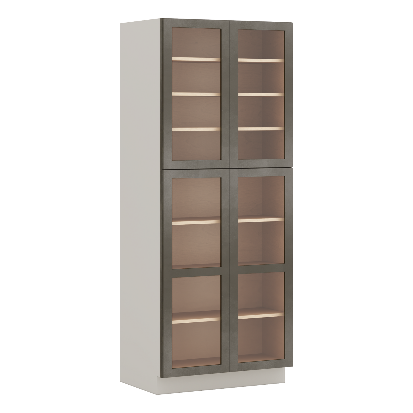 90" Tall Pantry Huntington Cinder Double Shaker Glass Ready Wall Cabinet 18", 24" & 30" Wide