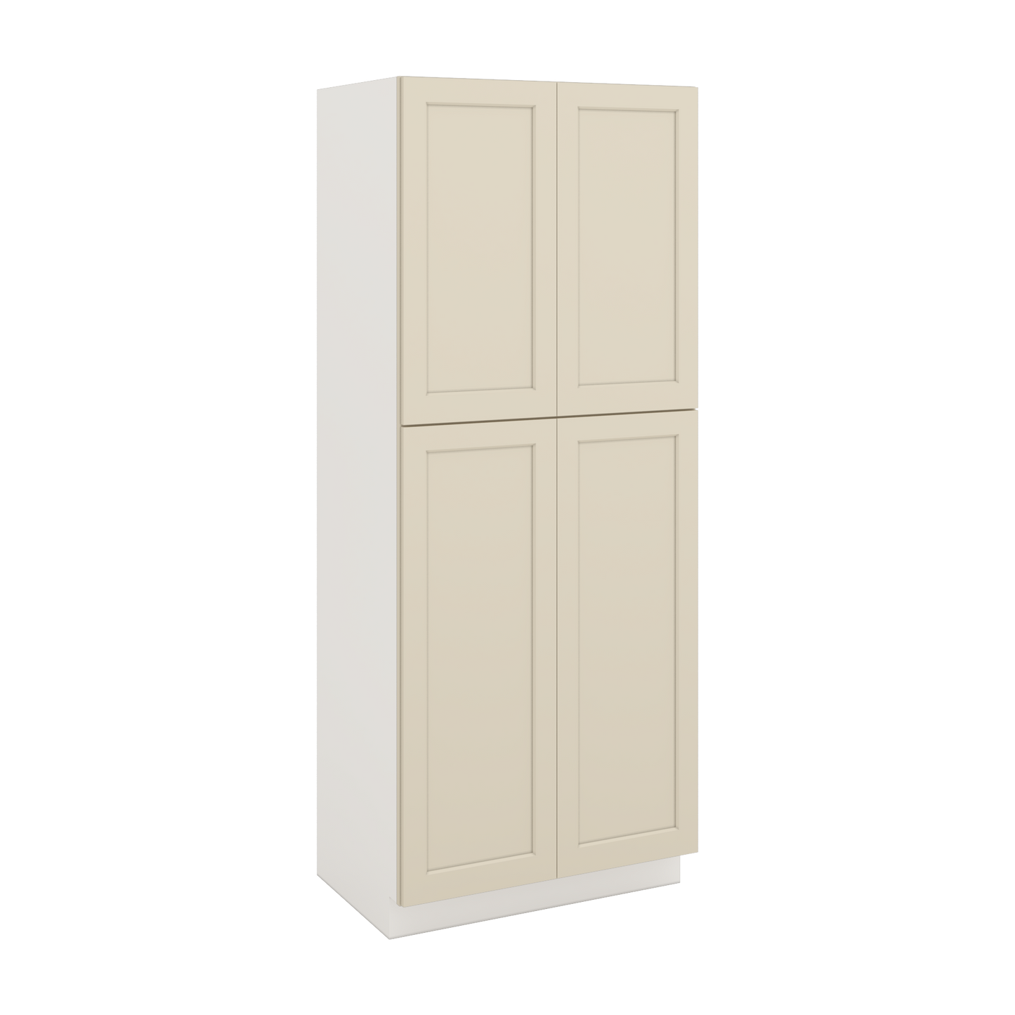 90" Tall Pantry Manhattan Cream Shaker 1-1/4" Overlay Cabinet 18", 24" & 30" Wide