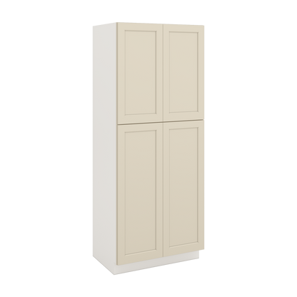 90" Tall Pantry Manhattan Cream Shaker 1-1/4" Overlay Cabinet 18", 24" & 30" Wide