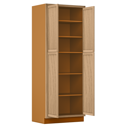 Pantry White Oak Inset Shaker Cabinet 93" Tall 18", 21", 24", 27", 30", 33" & 36" Wide