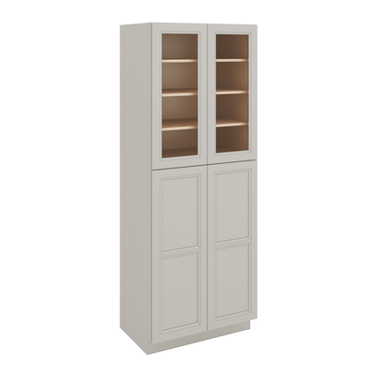 96" Tall Pantry 27LGDS Laguna Gray Double Shaker Glass Ready Cabinet 18", 24" & 30" Wide
