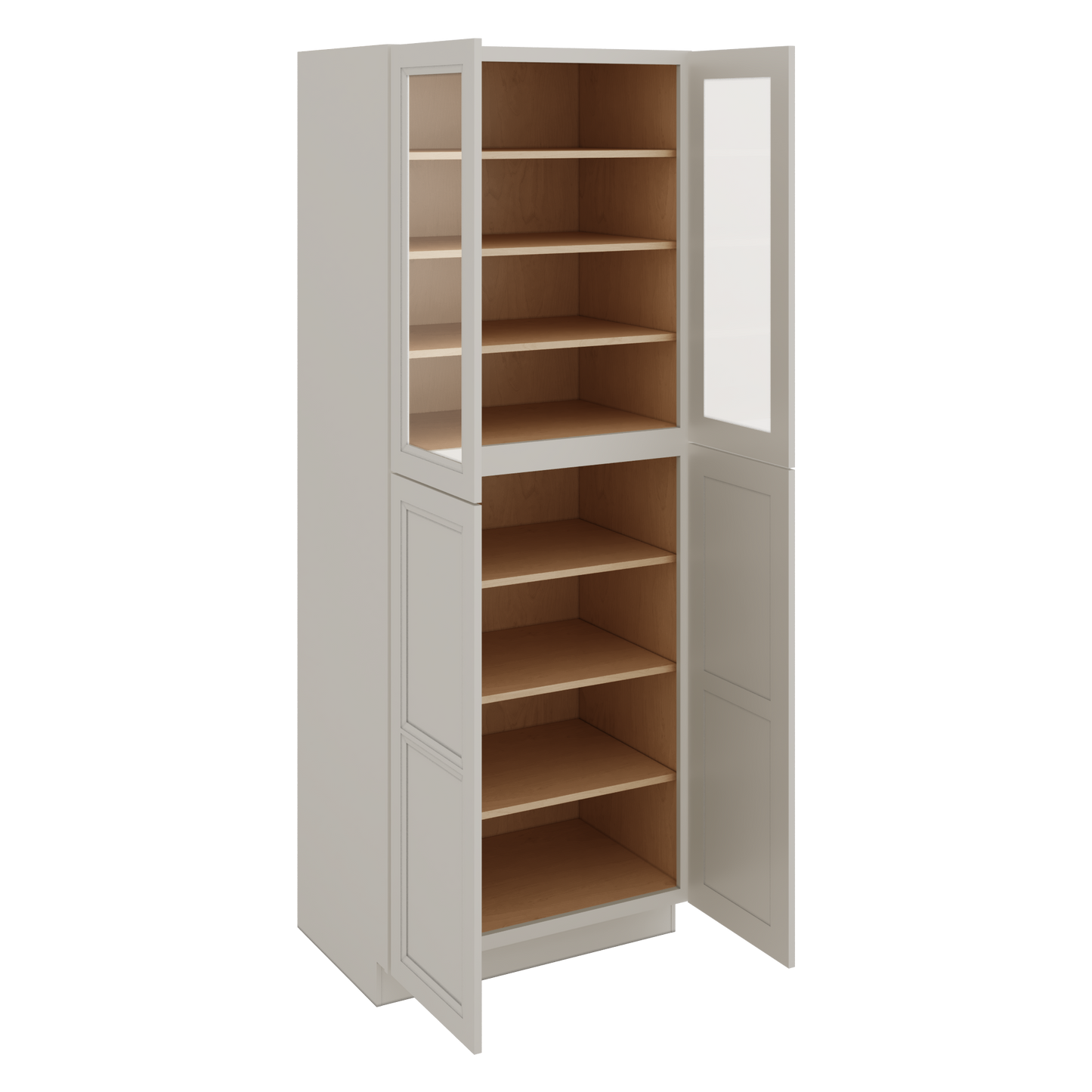96" Tall Pantry 27LGDS Laguna Gray Double Shaker Glass Ready Cabinet 18", 24" & 30" Wide
