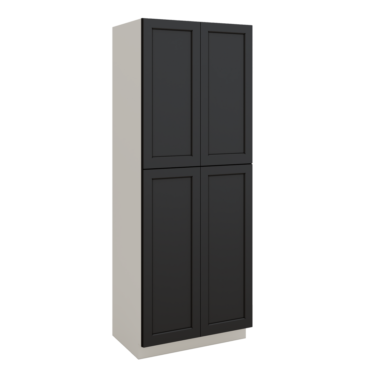 96" Tall Pantry 15HNS Hermosa Noir Black Shaker 1-1/4" Overlay Cabinet 18", 24" & 30" Wide
