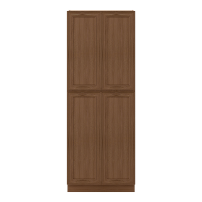 96" Tall Pantry Elegant Craftsman Mocha Shaker 1-1/4" Overlay Cabinet 18", 24" & 30" Wide