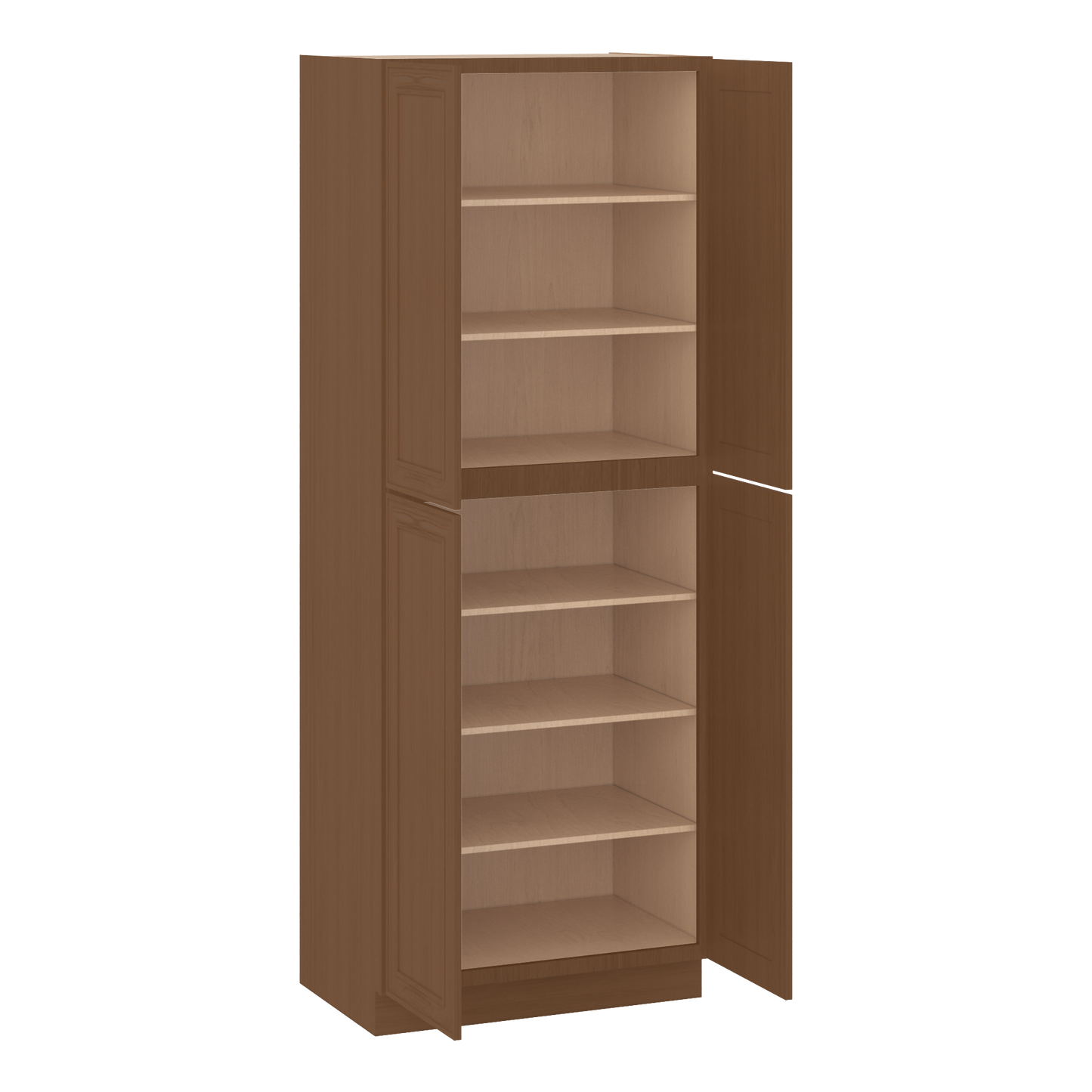 96" Tall Pantry Elegant Craftsman Mocha Shaker 1-1/4" Overlay Cabinet 18", 24" & 30" Wide