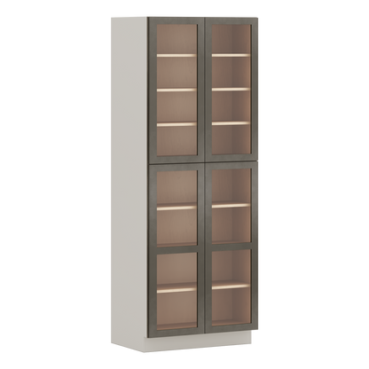 96" Tall Pantry Huntington Cinder Double Shaker Glass Ready Wall Cabinet 18", 24" & 30" Wide