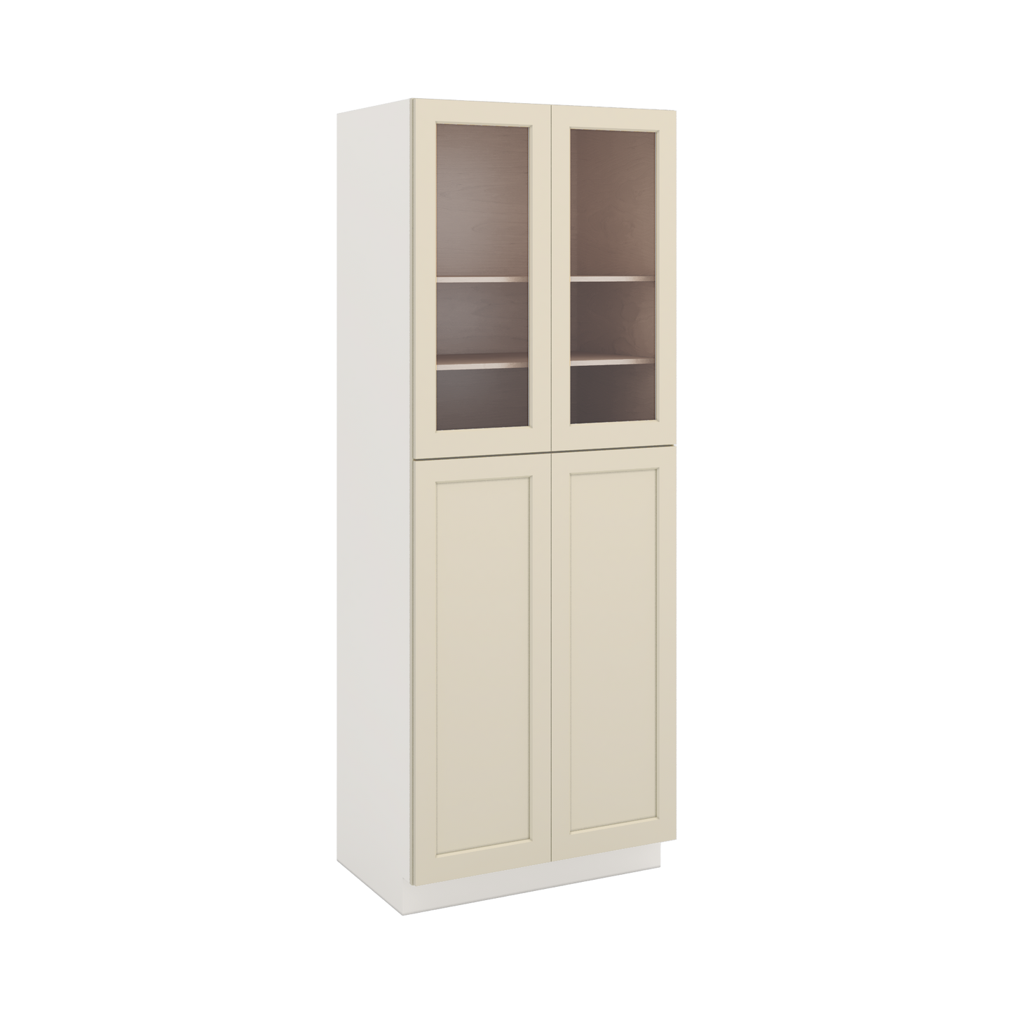 96" Tall Pantry Manhattan Cream Shaker 1-1/4" Overlay Glass Ready Wall Cabinet 18", 24" & 30" Wide