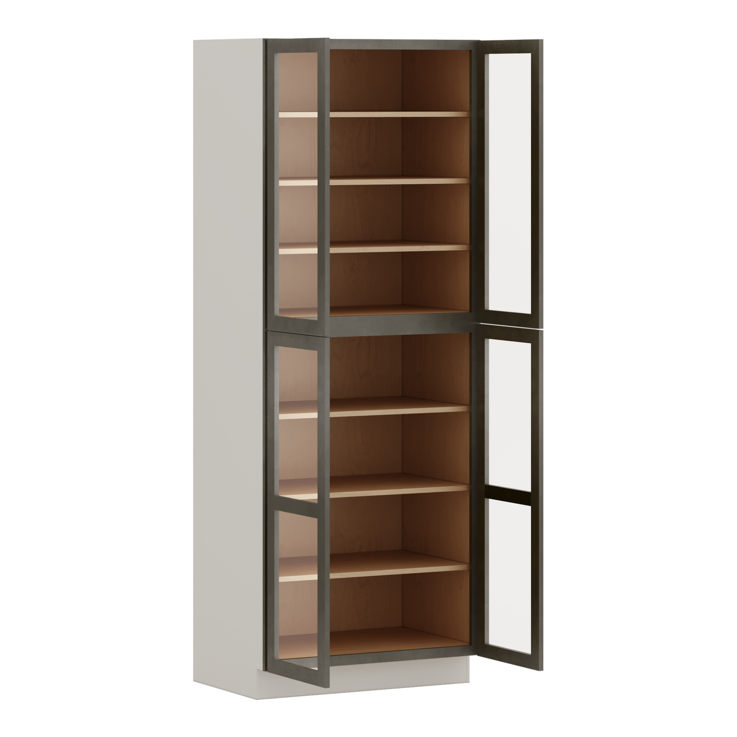 96" Tall Pantry Huntington Cinder Double Shaker Glass Ready Wall Cabinet 18", 24" & 30" Wide