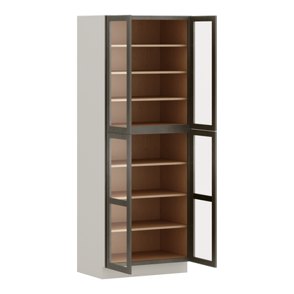 96" Tall Pantry Huntington Cinder Double Shaker Glass Ready Wall Cabinet 18", 24" & 30" Wide