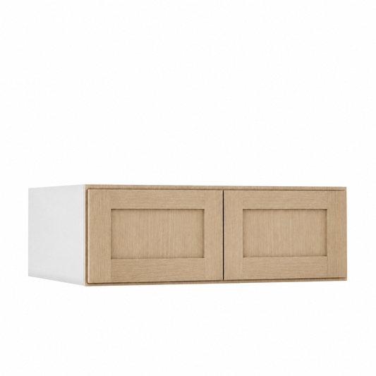 Rift 15" Wide Wall Cabinet - Single Door 9", 12", 15", 18", 21", 24", 27", 30", 33" & 36" Tall Stacker — Rift Oak, bi-parting Shaker doors, no center stile