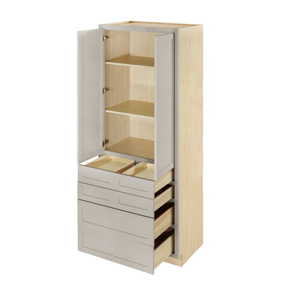 Pantry Drawer Cabinet Inset Shaker Cabinets - Tuscan Gray  - 36" Wide 93" Tall - D7PDC3693