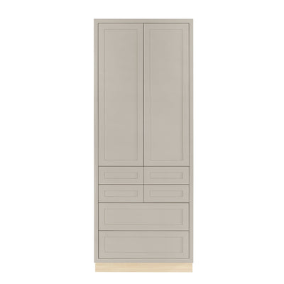 Pantry Drawer Cabinet Inset Shaker Cabinets - Tuscan Gray  - 36" Wide 93" Tall - D7PDC3693