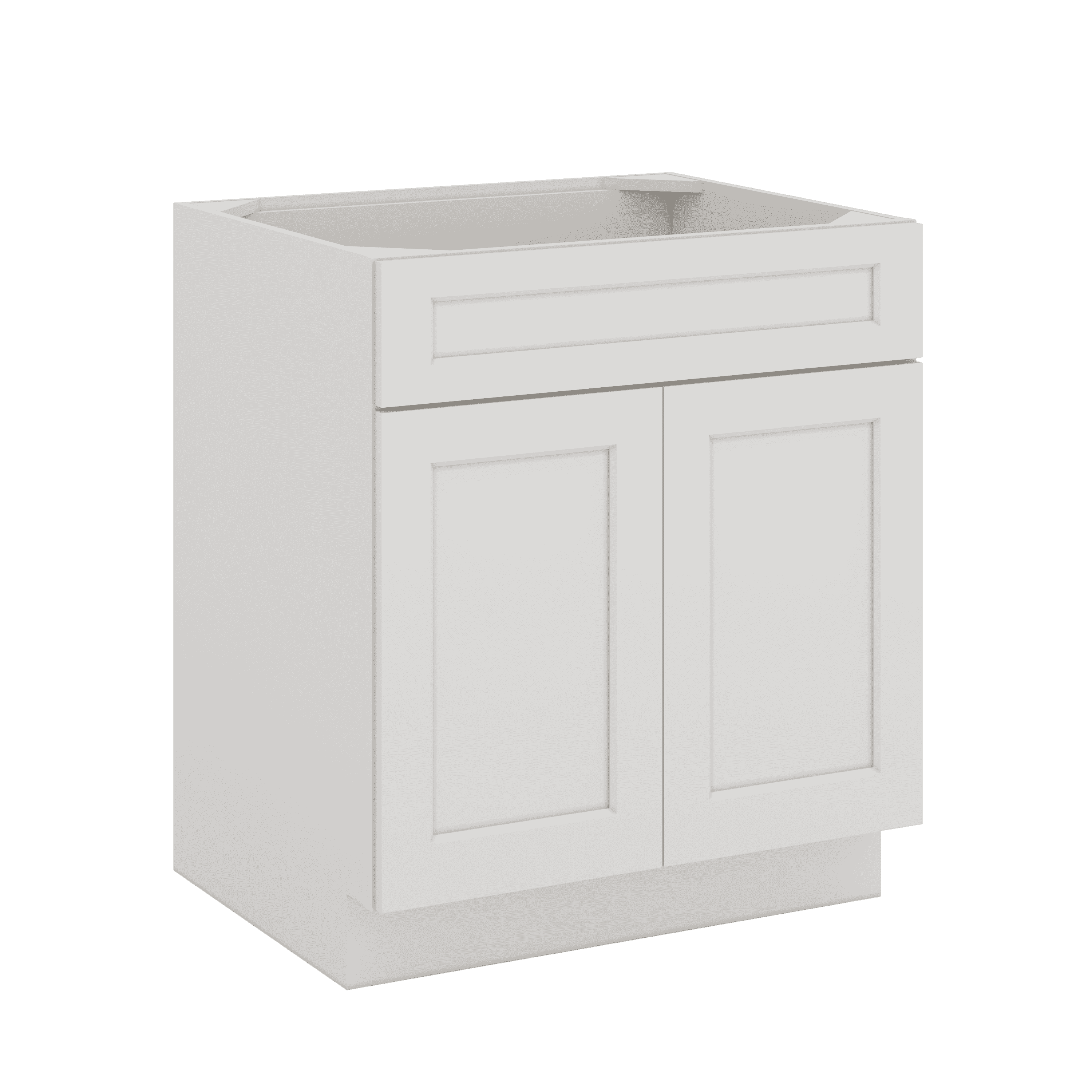 Sink Base 30", 33" & 36" 2WS White Shaker 1-1/4" Overlay