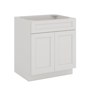 Sink Base 30", 33" & 36" 2WS White Shaker 1-1/4" Overlay