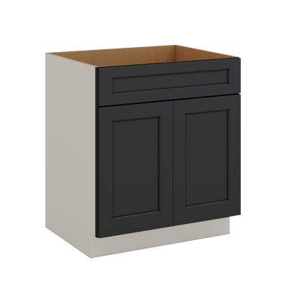 Sink Base 30", 33" & 36" 15HNS Hermosa Noir Black Shaker 1-1/4" Overlay