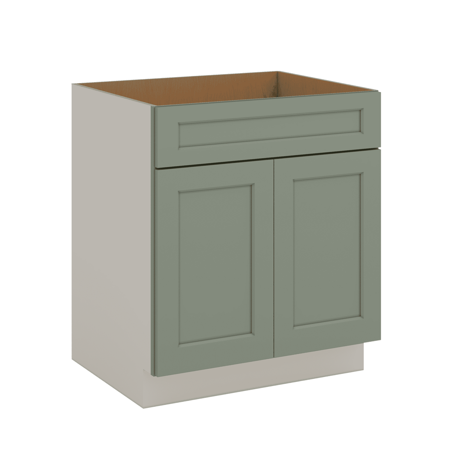 Sink Base 30", 33", 36" & 42" Green Shaker 1-1/4" Overlay