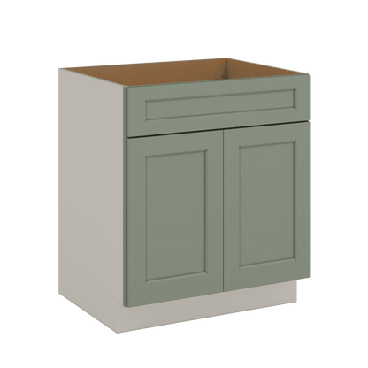 Sink Base 30", 33", 36" & 42" Green Shaker 1-1/4" Overlay