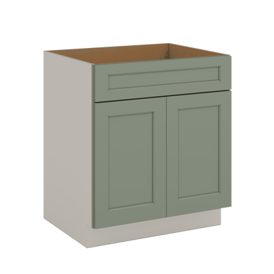 30", 33" & 36" Sink Base 14SG Sage Green Shaker 1-1/4" Overlay