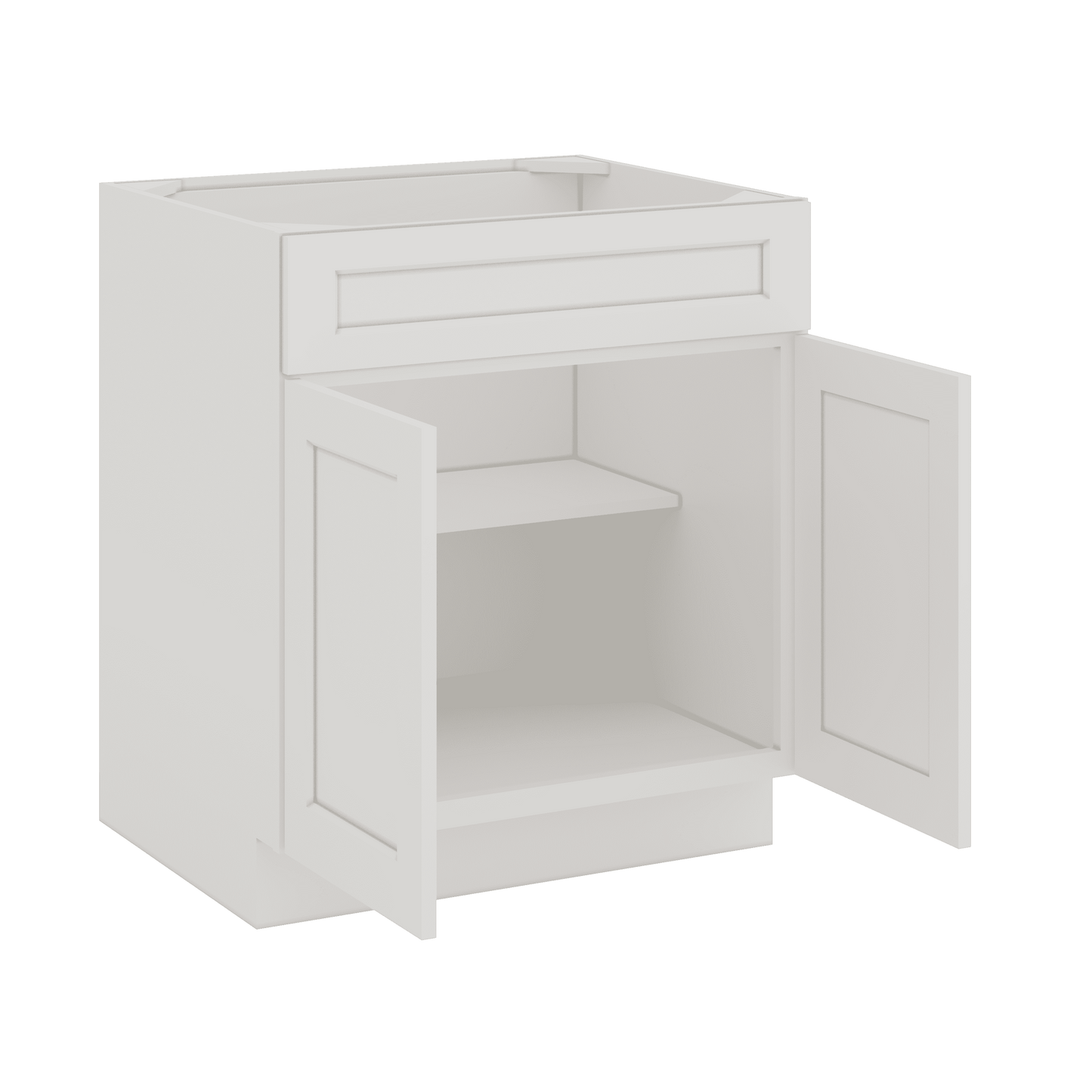 Sink Base 30", 33", 36" & 42" ICE White Shaker 1-1/4" Overlay CWS/CWB
