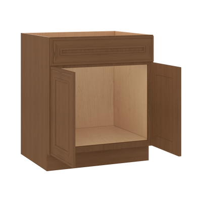 Sink Base 30", 33", 36" & 42" Mocha Elegant Oak Craftsman Shaker 1-1/4" Overlay