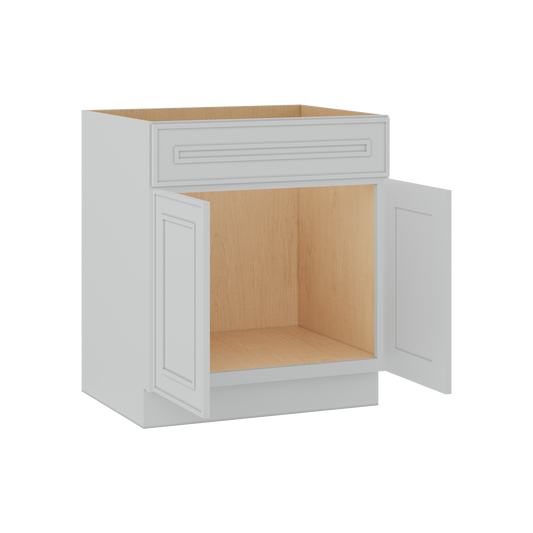 Sink Base 30", 33", 36" & 42" White Elegant Oak Craftsman Shaker 1-1/4" Overlay