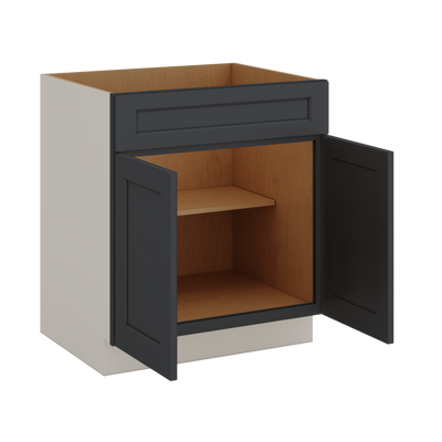 Sink Base 30", 33" & 36" 15HNS Hermosa Noir Black Shaker 1-1/4" Overlay