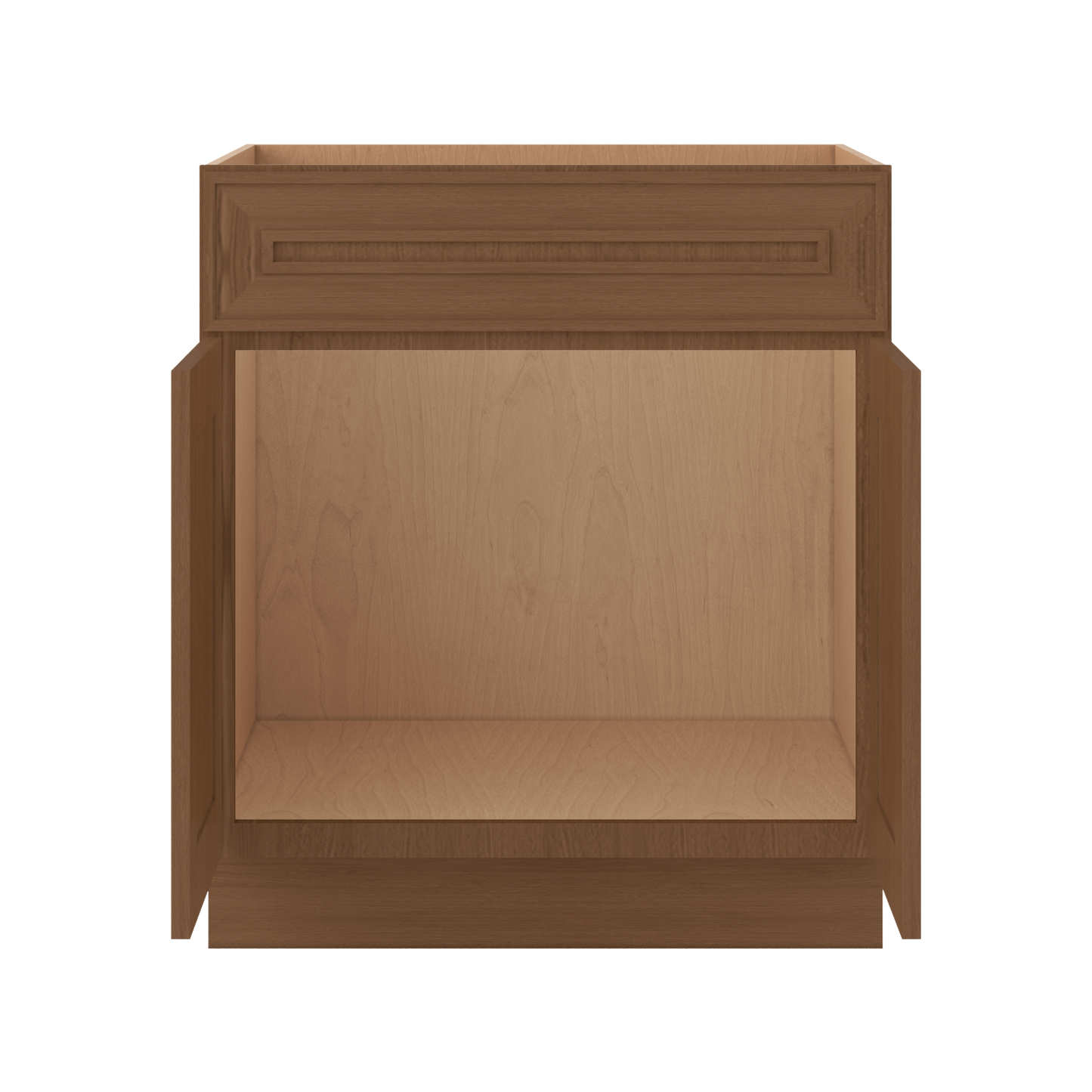 Sink Base 30", 33", 36" & 42" Mocha Elegant Oak Craftsman Shaker 1-1/4" Overlay