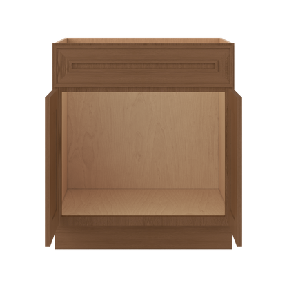 Sink Base 30", 33", 36" & 42" Mocha Elegant Oak Craftsman Shaker 1-1/4" Overlay