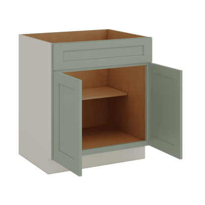 Sink Base 30", 33", 36" & 42" Green Shaker 1-1/4" Overlay
