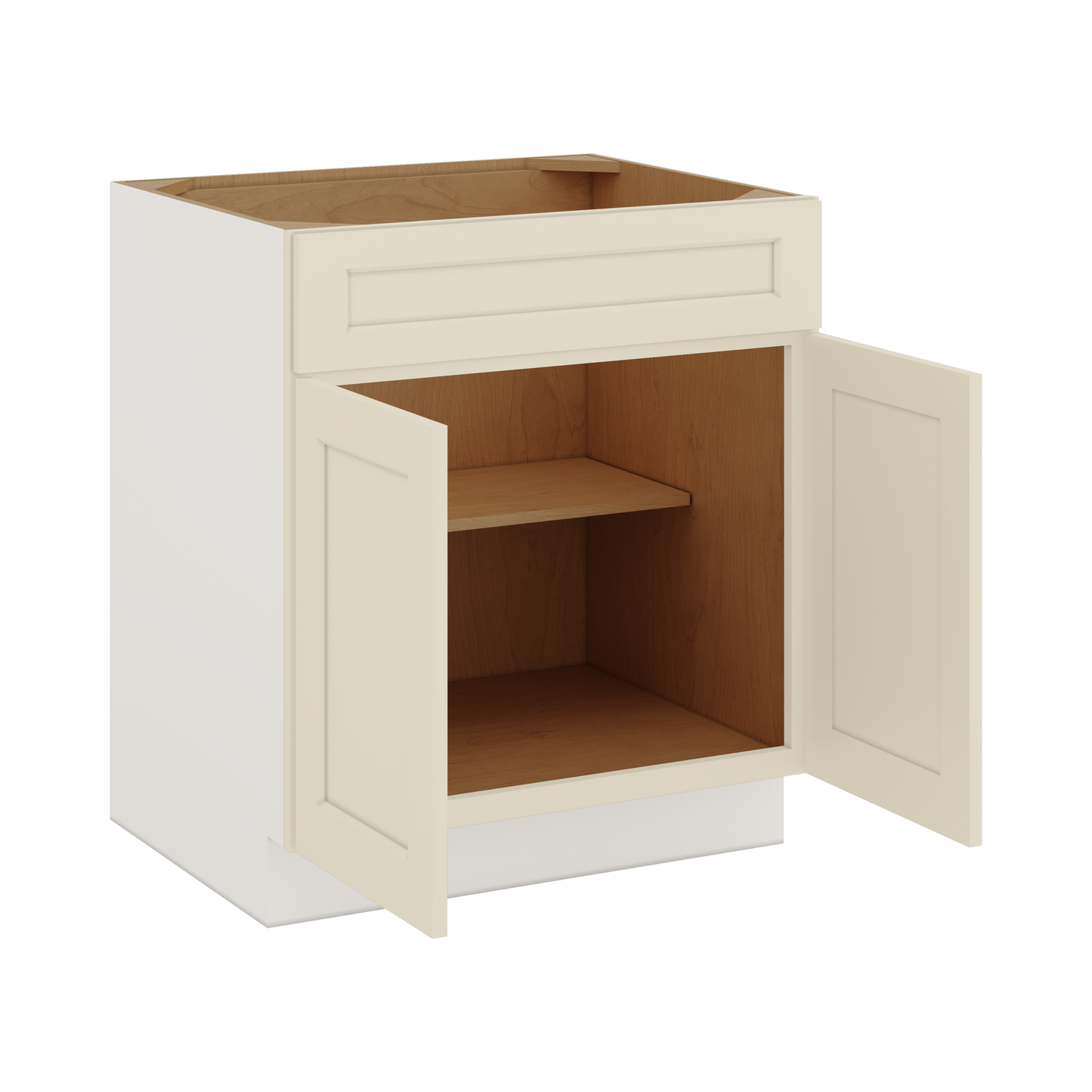 Sink Base 30", 33" & 36" Manhattan Cream Shaker 1-1/4" Overlay