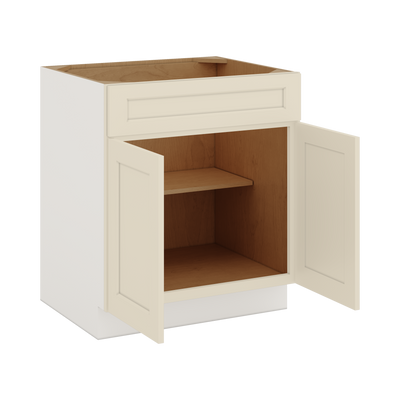 Sink Base 30", 33" & 36" Manhattan Cream Shaker 1-1/4" Overlay