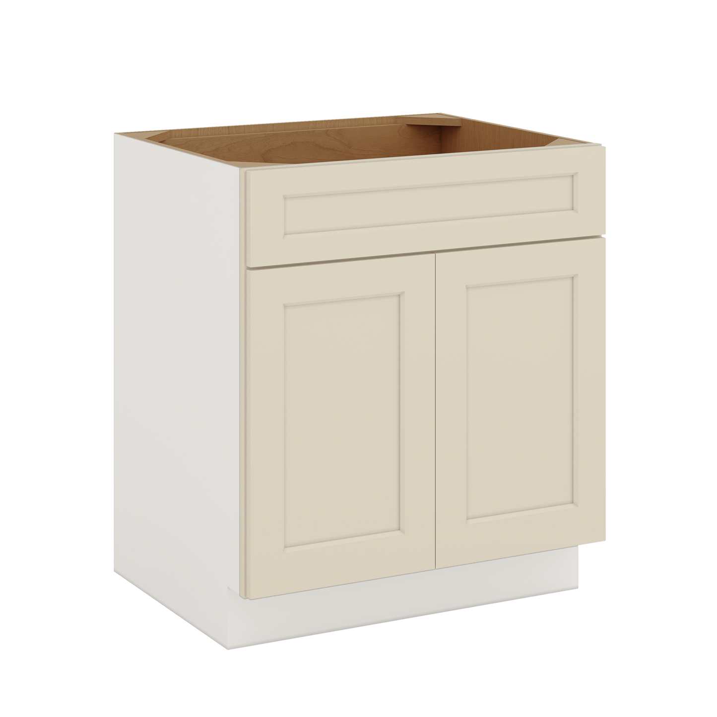 Sink Base 30", 33" & 36" Manhattan Cream Shaker 1-1/4" Overlay