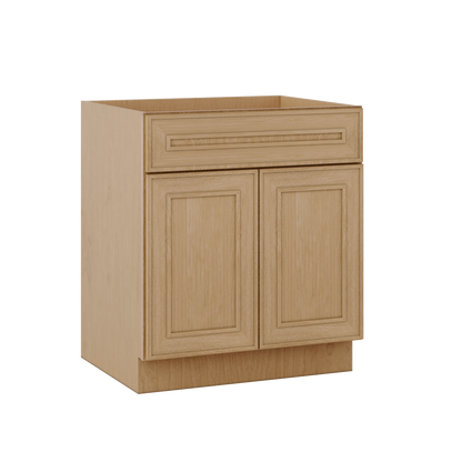Sink Base 30", 33", 36" & 42" Elegant Oak Craftsman Shaker 1-1/4" Overlay