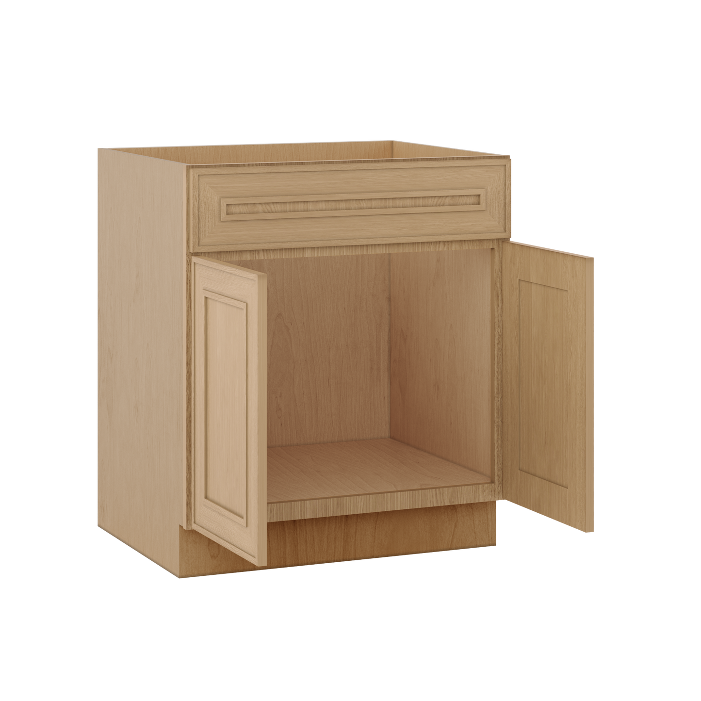 Sink Base 30", 33", 36" & 42" Elegant Oak Craftsman Shaker 1-1/4" Overlay
