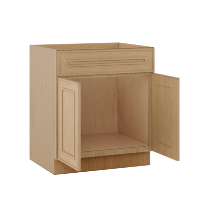 Sink Base 30", 33", 36" & 42" Elegant Oak Craftsman Shaker 1-1/4" Overlay