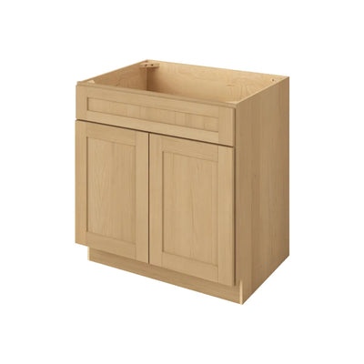 Base Cabinet - Two Doors 24", 27", 30", 33 & 36" Wide Sandstone Birch Shaker 1-1/4" Overlay