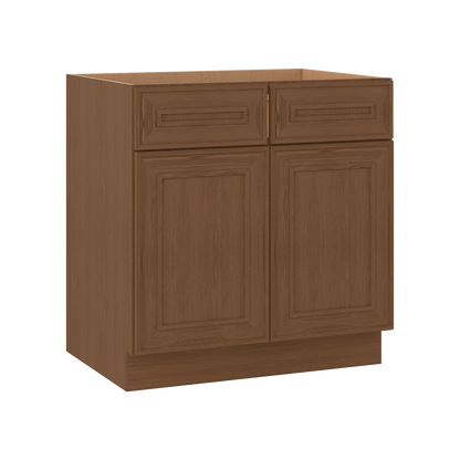 Sink Base 30", 33", 36" & 42" Mocha Elegant Oak Craftsman Shaker 1-1/4" Overlay