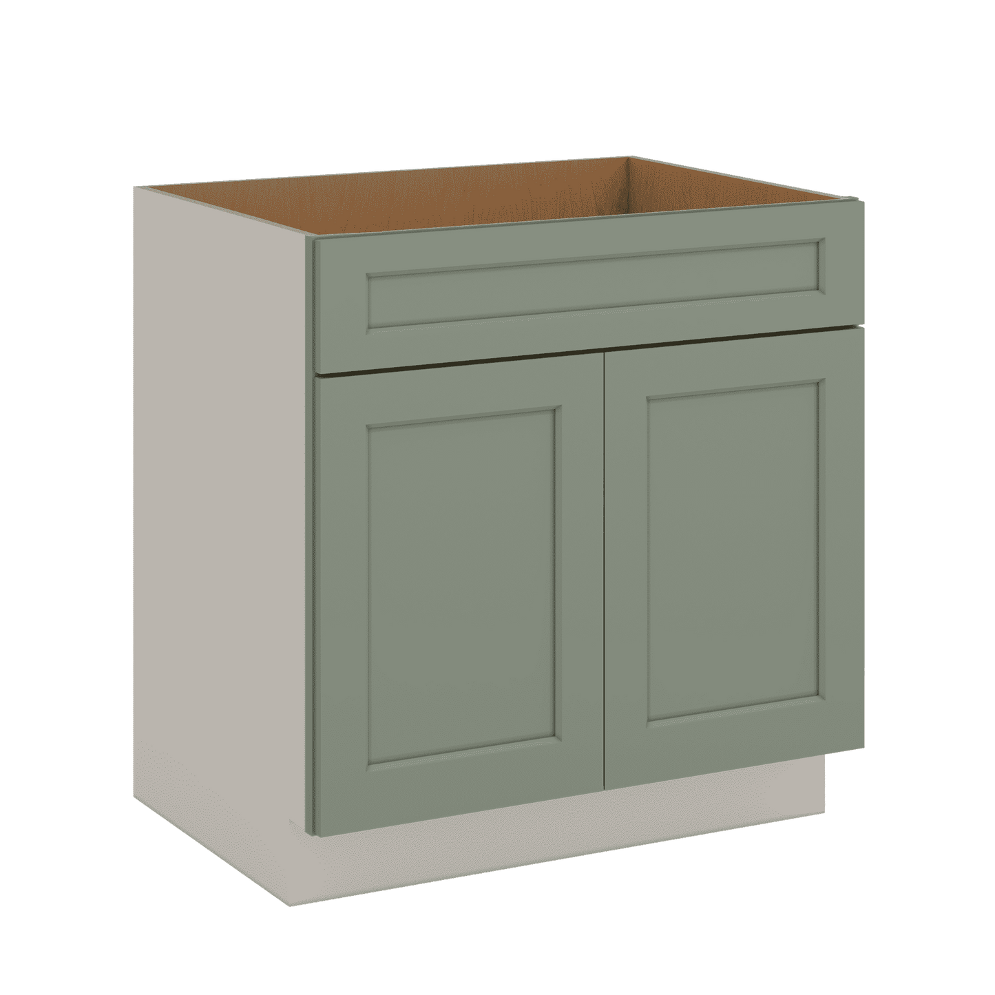 Sink Base 30", 33", 36" & 42" Green Shaker 1-1/4" Overlay