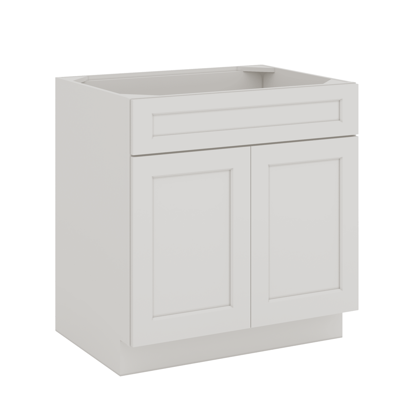 Sink Base 30", 33", 36" & 42" ICE White Shaker 1-1/4" Overlay CWS/CWB