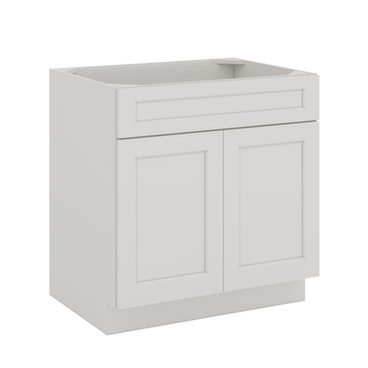 Sink Base 30", 33", 36" & 42" ICE White Shaker 1-1/4" Overlay CWS/CWB
