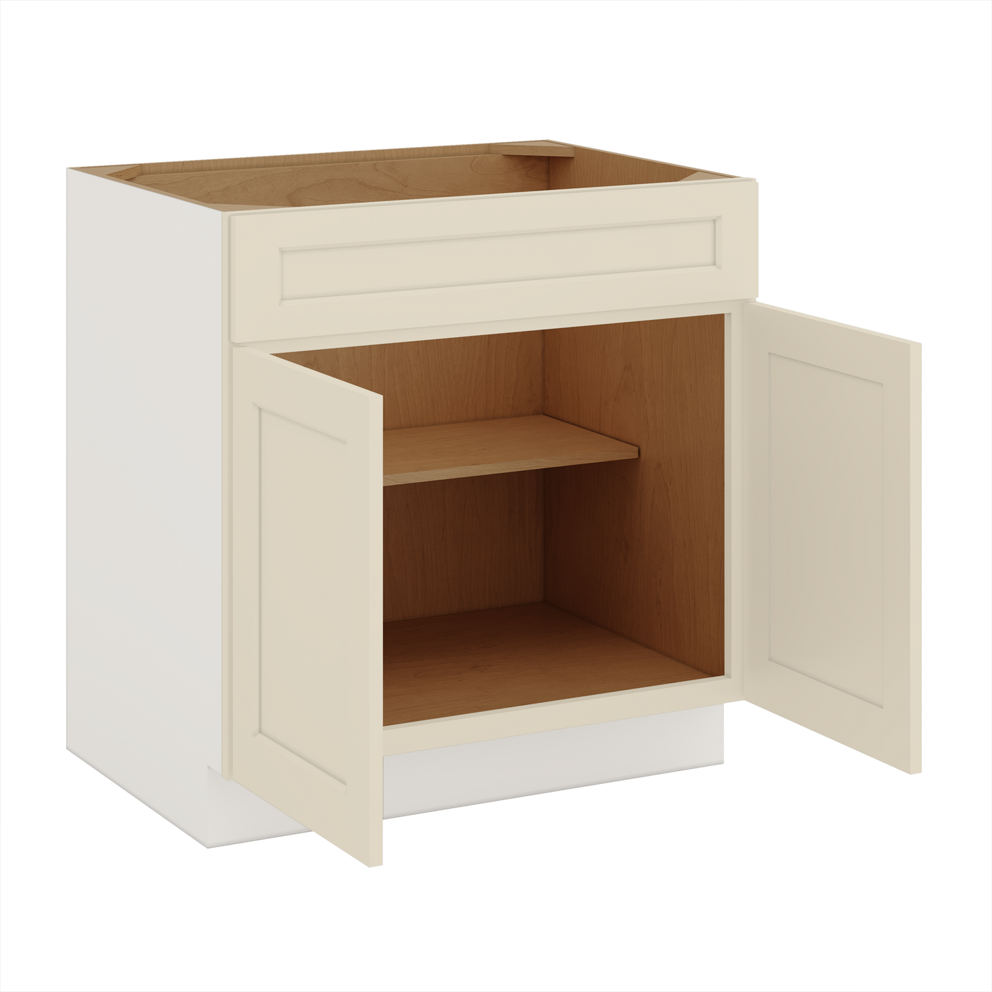 Sink Base 30", 33" & 36" Manhattan Cream Shaker 1-1/4" Overlay