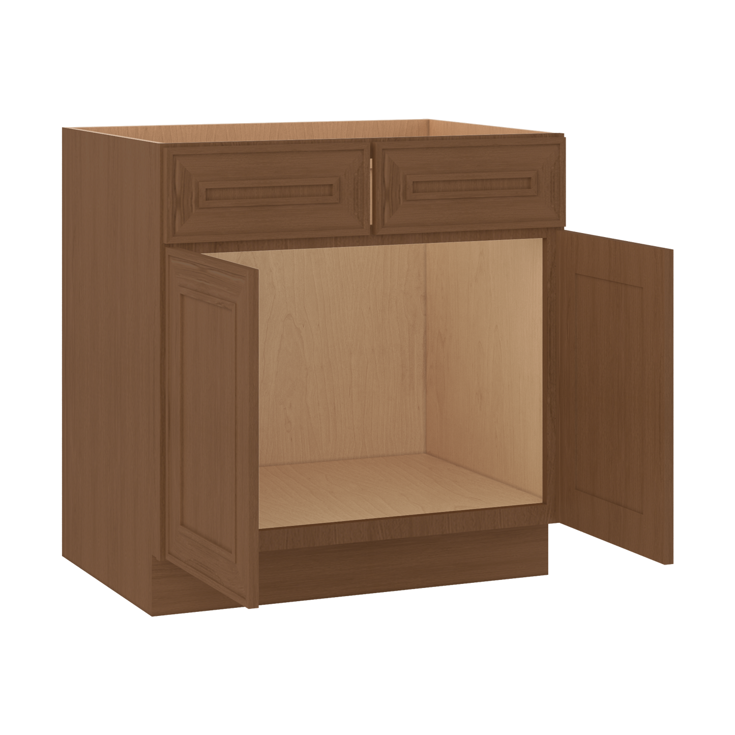 Sink Base 30", 33", 36" & 42" Mocha Elegant Oak Craftsman Shaker 1-1/4" Overlay