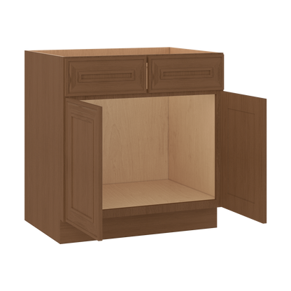 Sink Base 30", 33", 36" & 42" Mocha Elegant Oak Craftsman Shaker 1-1/4" Overlay