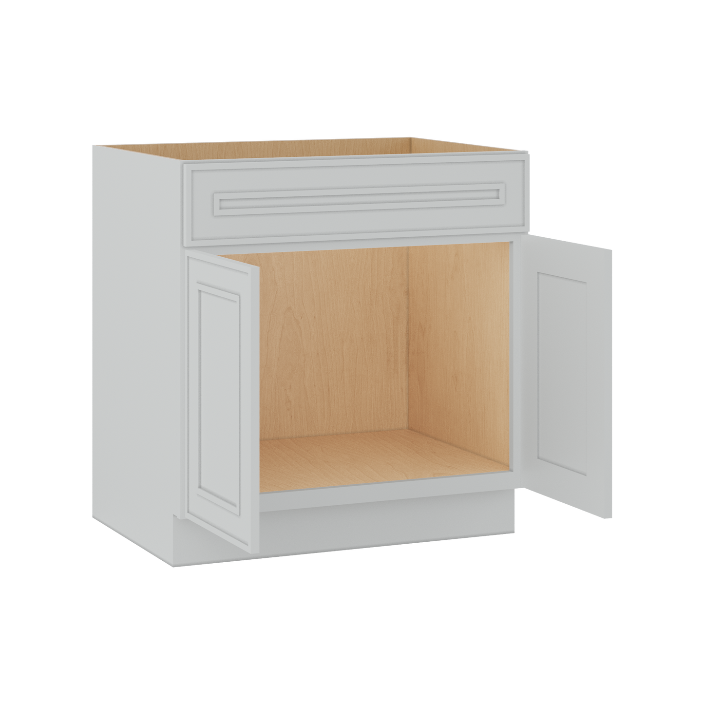 Sink Base 30", 33", 36" & 42" White Elegant Oak Craftsman Shaker 1-1/4" Overlay
