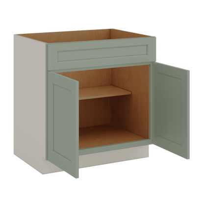 Sink Base 30", 33", 36" & 42" Green Shaker 1-1/4" Overlay